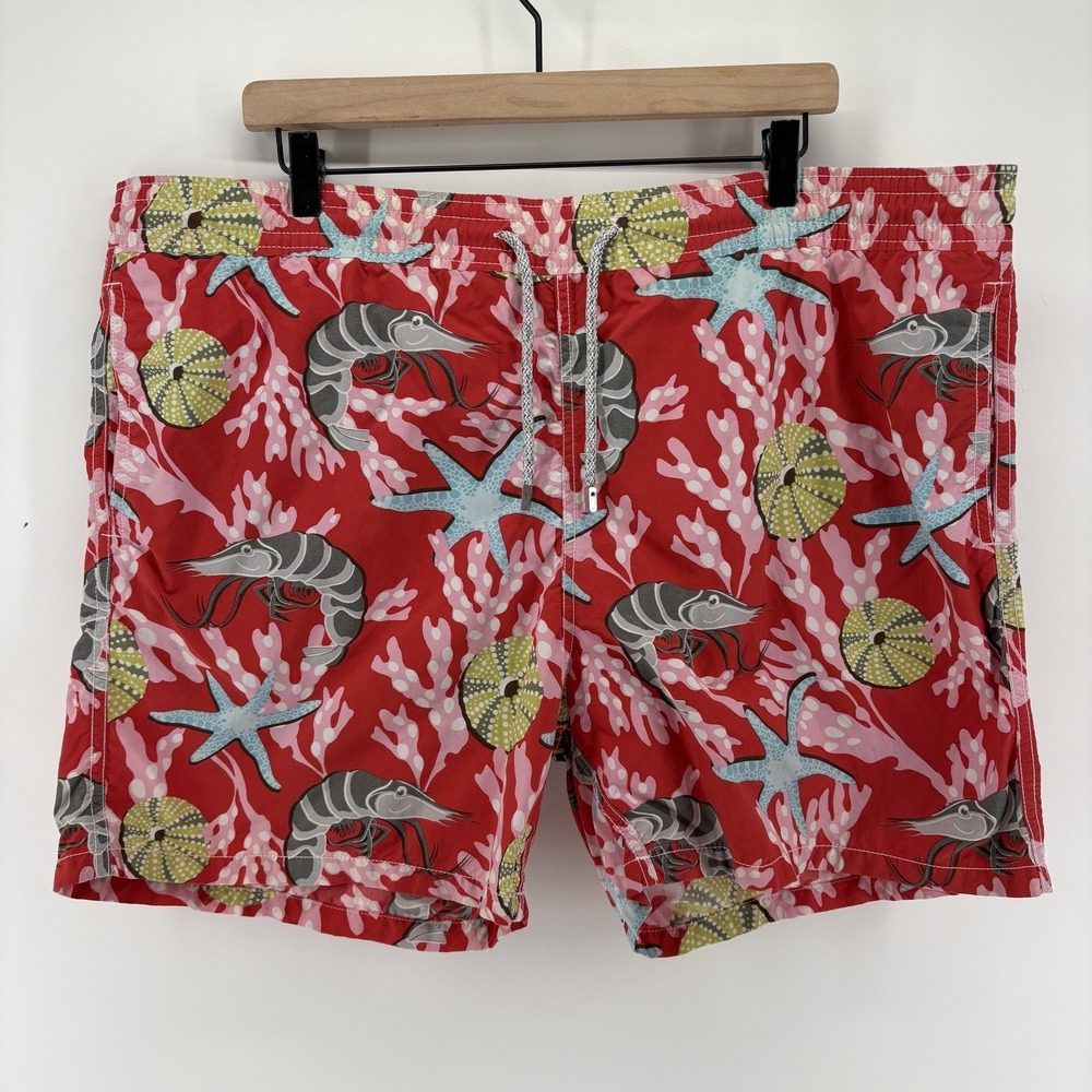Vilebrequin Swim Trunks Red Shrimp Starfish Sea Life Board Shorts Size XXL